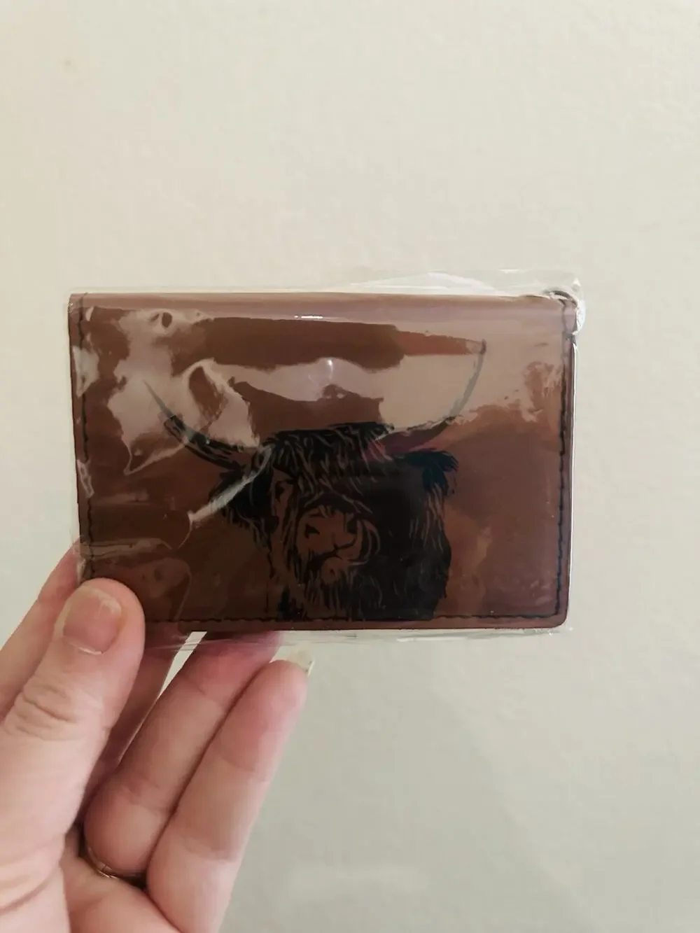 New Wallet with Highland Cow Design, Brown
